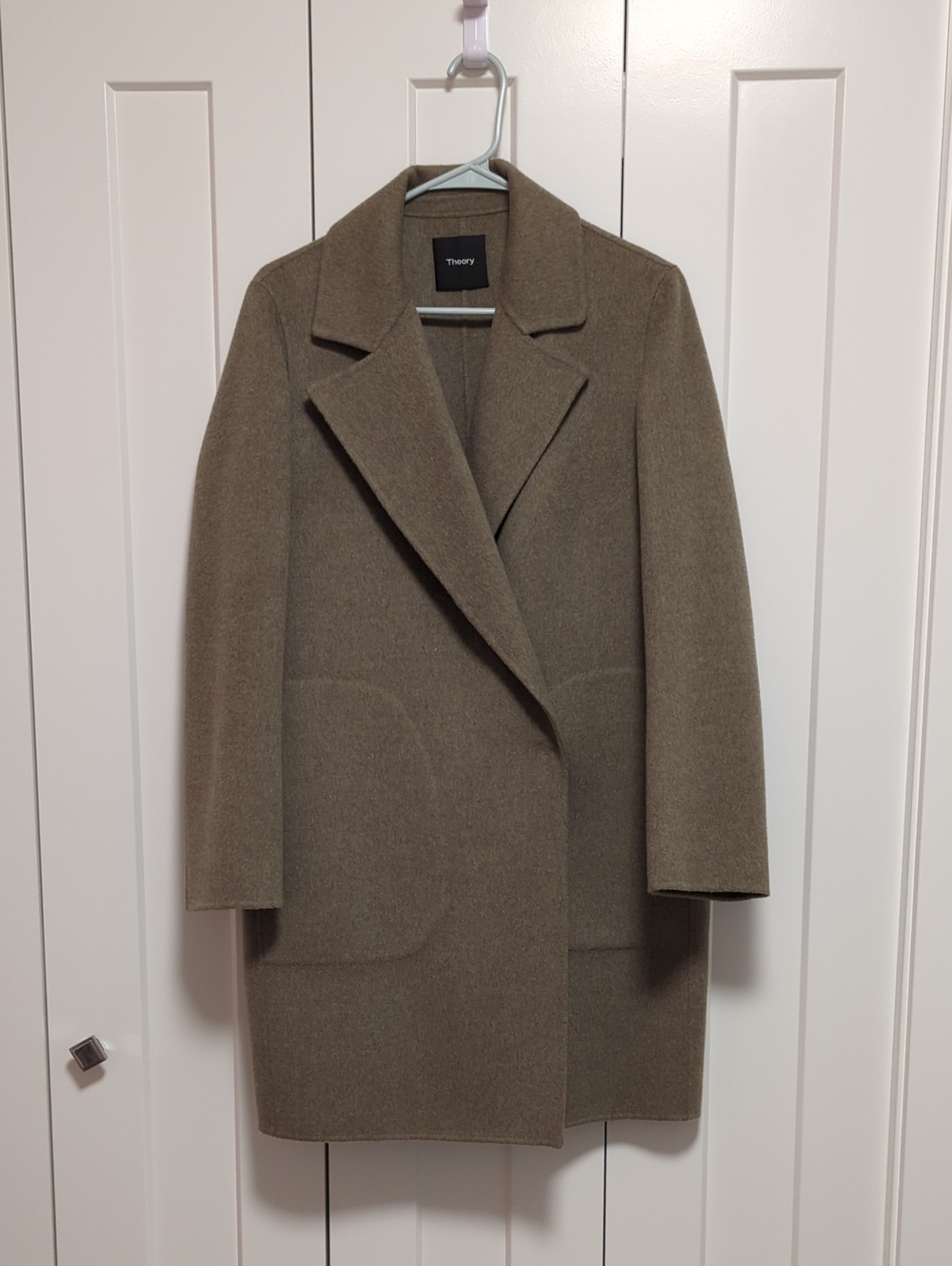 Theory Wool Cashmere Coat Grey Green